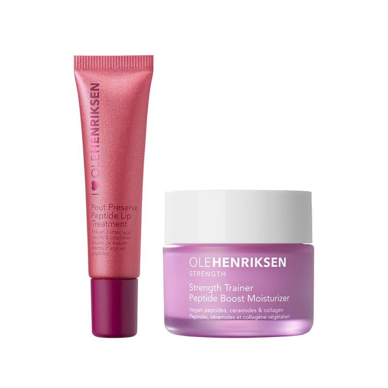 Partners in Peptides - Pout Preserve Peptide Lip Treatment + Strength Peptide Moisturizer Duo