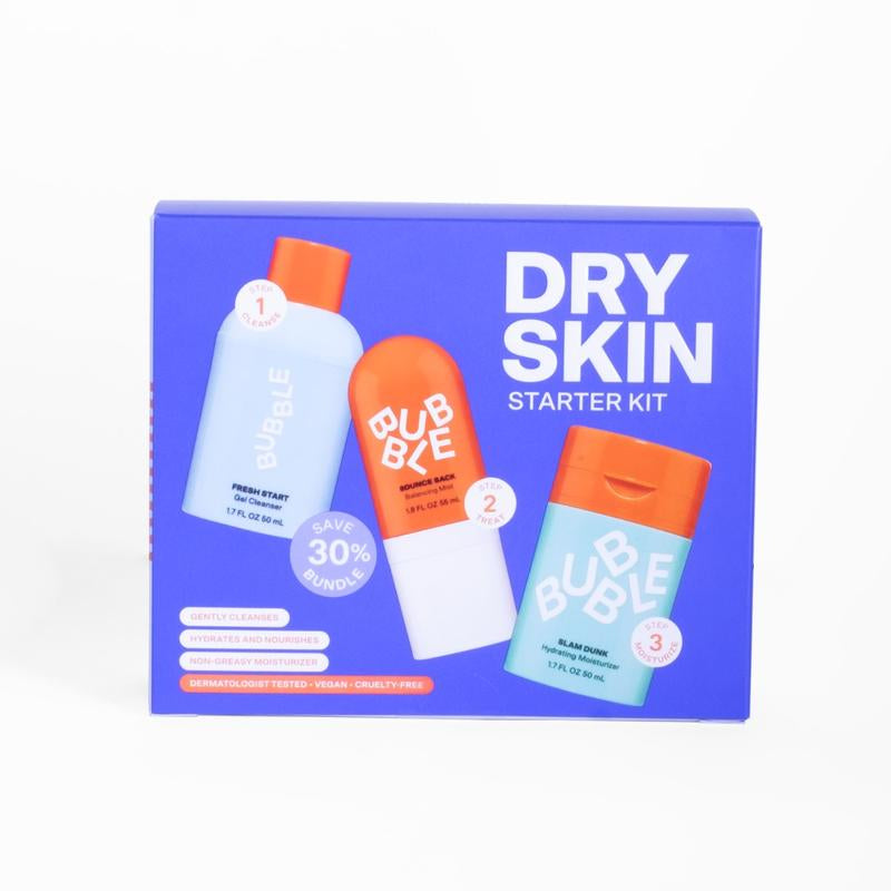 Bubble Skincare 3-Step Hydrating Routine Bundle, for Normal to Dry Skin, Unisex, Set of 3 Cleanser Gel Cleanser Gel Moisturizer Skin Care