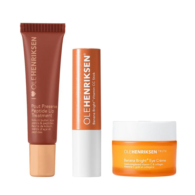 The Hangover Hack - Pout Preserve, Banana Bright+ Eye Creme, and Vitamin CC Stick - Ole Henriksen