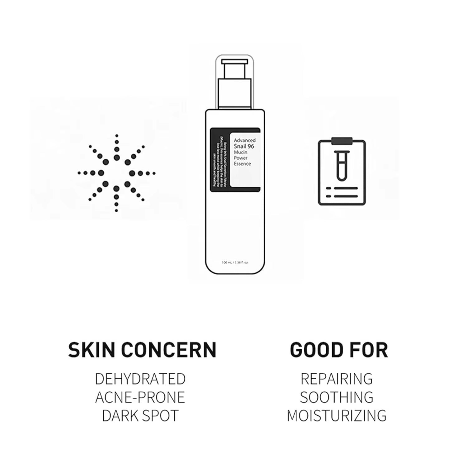 Advanced Snail Mucin 96% Power Repairing Essence for Dull and Damaged Skin, Anti-Aging & Discoloration Correcting(100Ml)