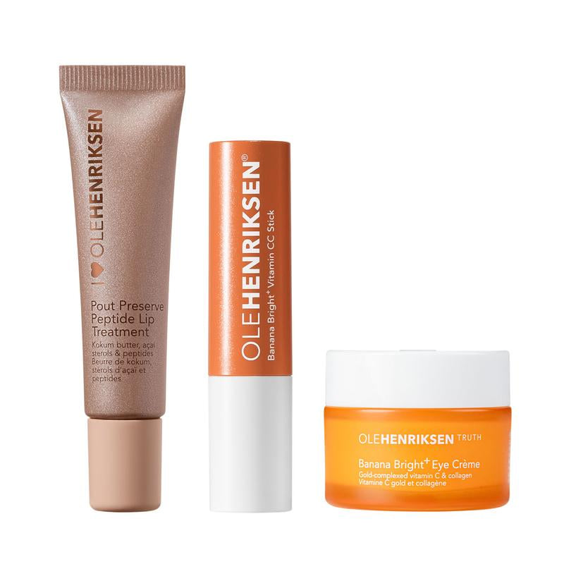 The Hangover Hack - Pout Preserve, Banana Bright+ Eye Creme, and Vitamin CC Stick - Ole Henriksen