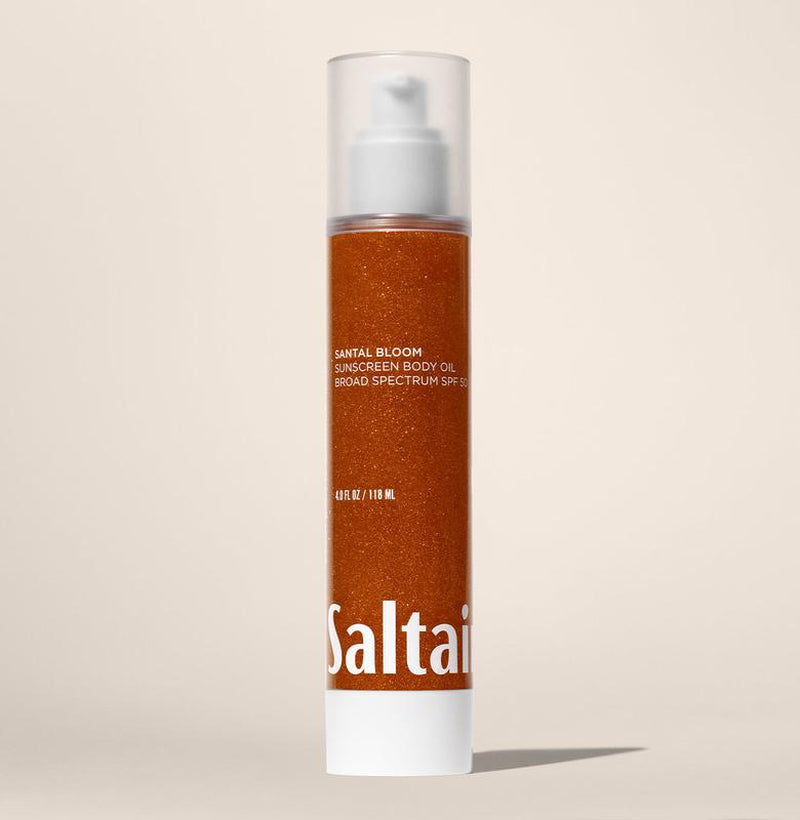 Saltair Santal Bloom Sunscreen Body Oil SPF 50 - Lightweight Gel Texture with Kukui Oil & Vitamin C – Glowing Broad Spectrum SPF 50 PA++++ - 4 Fl Oz