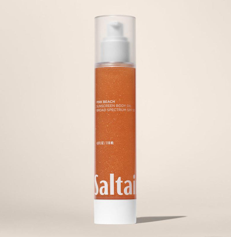 Saltair Pink Beach Sunscreen Body Oil SPF 50 - Lightweight Gel Texture with Kukui Oil & Vitamin C – Glowing Broad Spectrum SPF 50 PA++++ - 4 Fl Oz