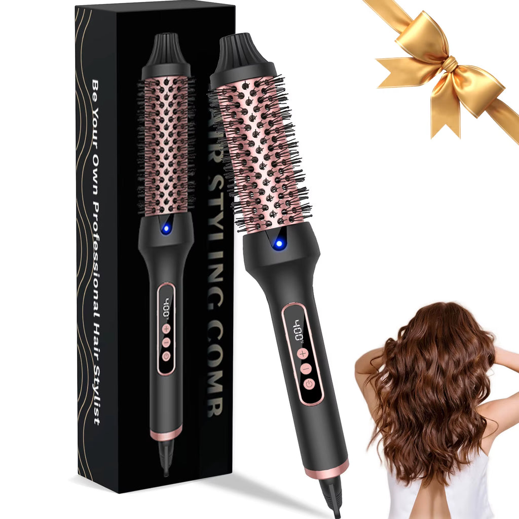 Thermal Brush Curling Iron 9 Temps Heated round Brush Thermal round Brush with LCD Display Hair Curler Hair Styling Tools