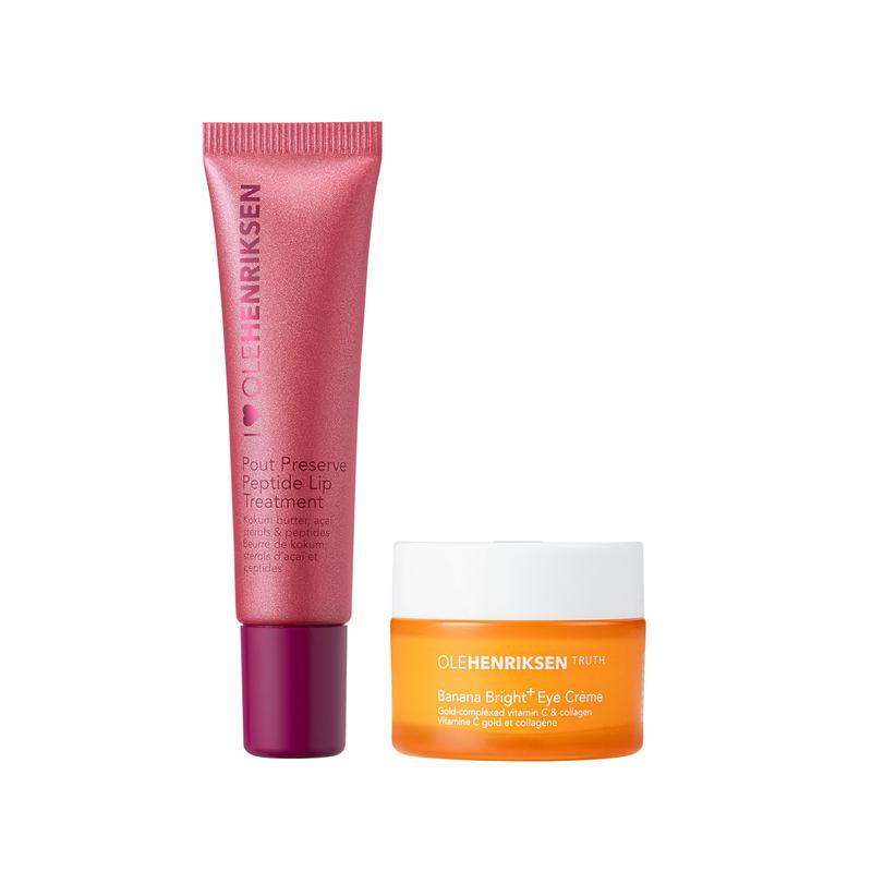 Glossy + Glowing – Pout Preserve Peptide Lip Treatment + Banana Bright+ Eye Crème Duo