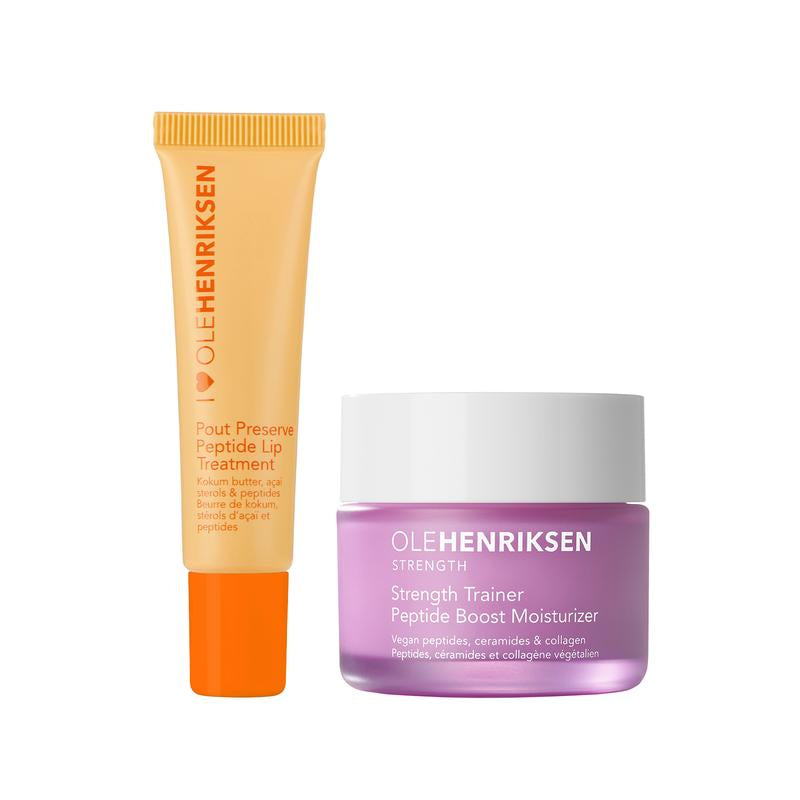 Partners in Peptides - Pout Preserve Peptide Lip Treatment + Strength Peptide Moisturizer Duo