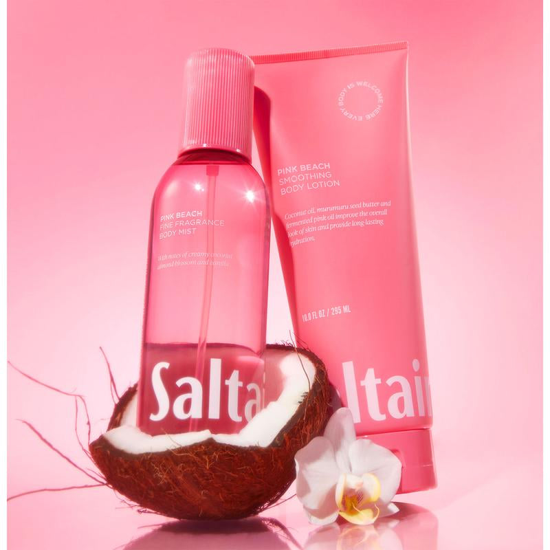 Saltair Pink Beach Body Lotion – Nourishing Lotion with Coconut Oil, Murumuru Seed Butter & Allantoin – Long-Lasting Hydration – 10 Fl Oz