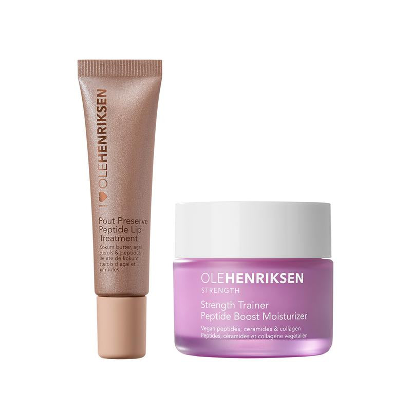 Partners in Peptides - Pout Preserve Peptide Lip Treatment + Strength Peptide Moisturizer Duo