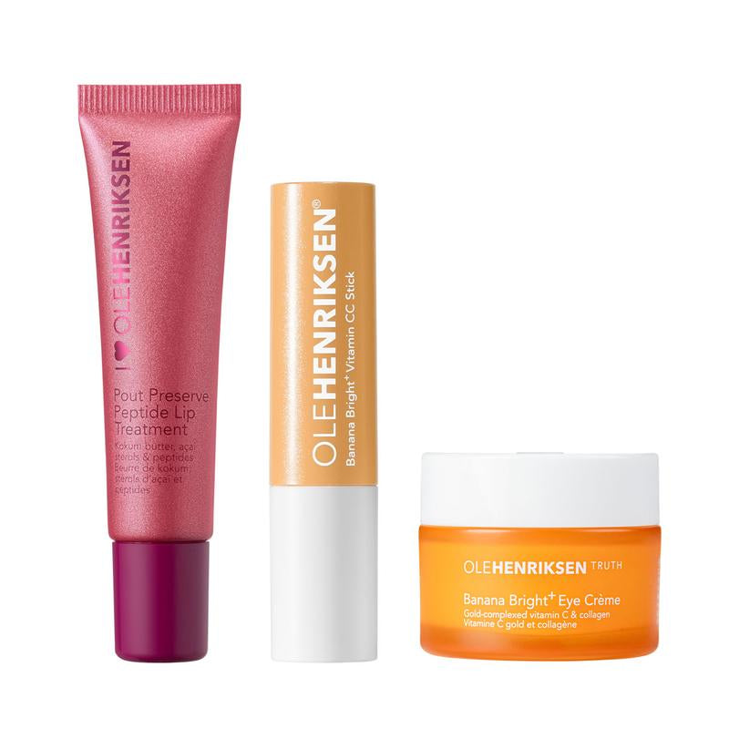 The Hangover Hack - Pout Preserve, Banana Bright+ Eye Creme, and Vitamin CC Stick - Ole Henriksen
