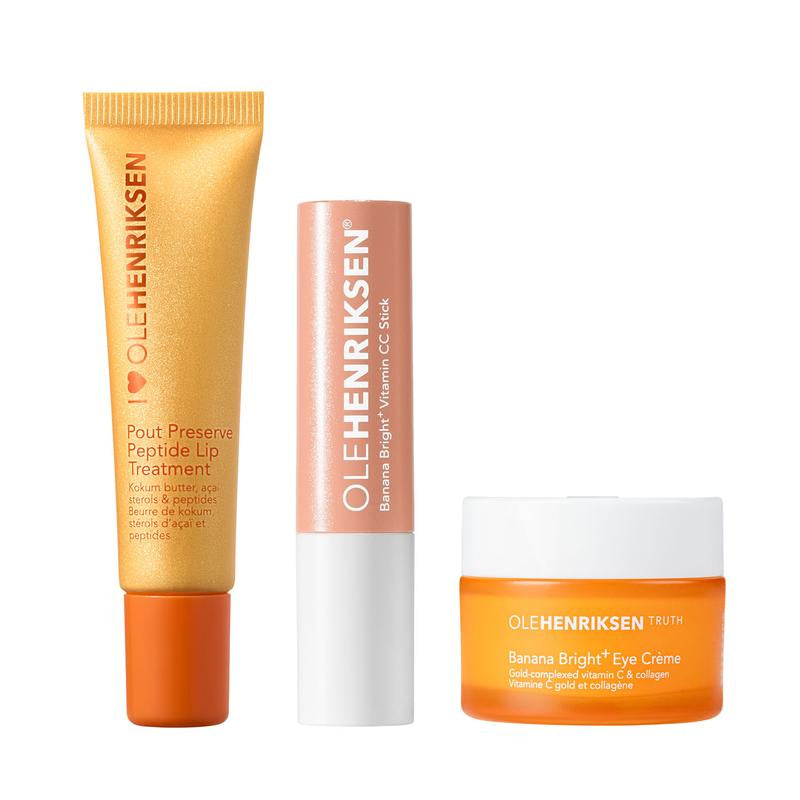 The Hangover Hack - Pout Preserve, Banana Bright+ Eye Creme, and Vitamin CC Stick - Ole Henriksen