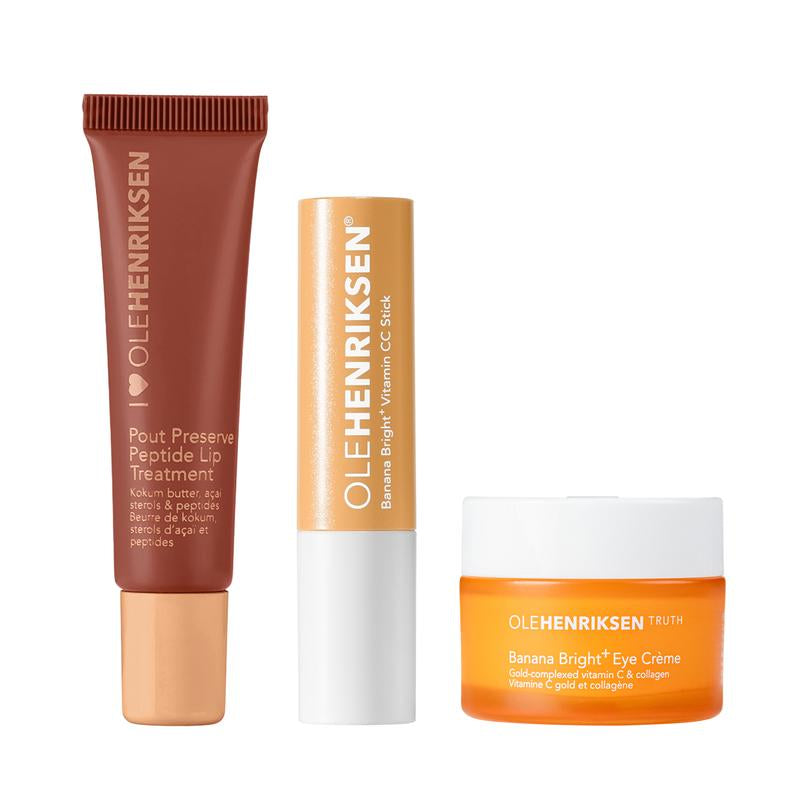 The Hangover Hack - Pout Preserve, Banana Bright+ Eye Creme, and Vitamin CC Stick - Ole Henriksen